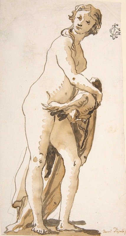 Giovanni Domenico Tiepolo - Study of a Garden Sculpture; Leda