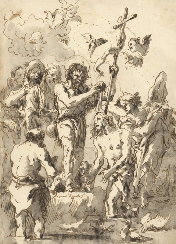 Giovanni Domenico Tiepolo - The Baptism of Christ (with Two Ducks in the Water at Lower Right)