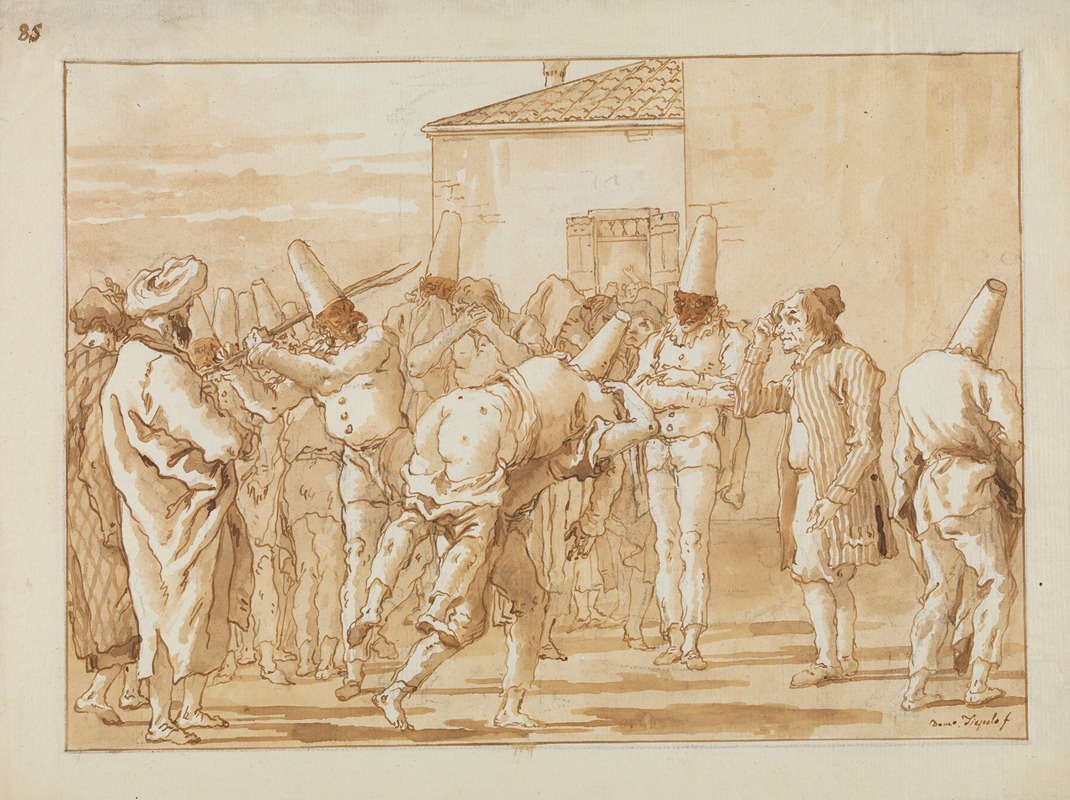 Giovanni Domenico Tiepolo - The Flogging of Punchinello