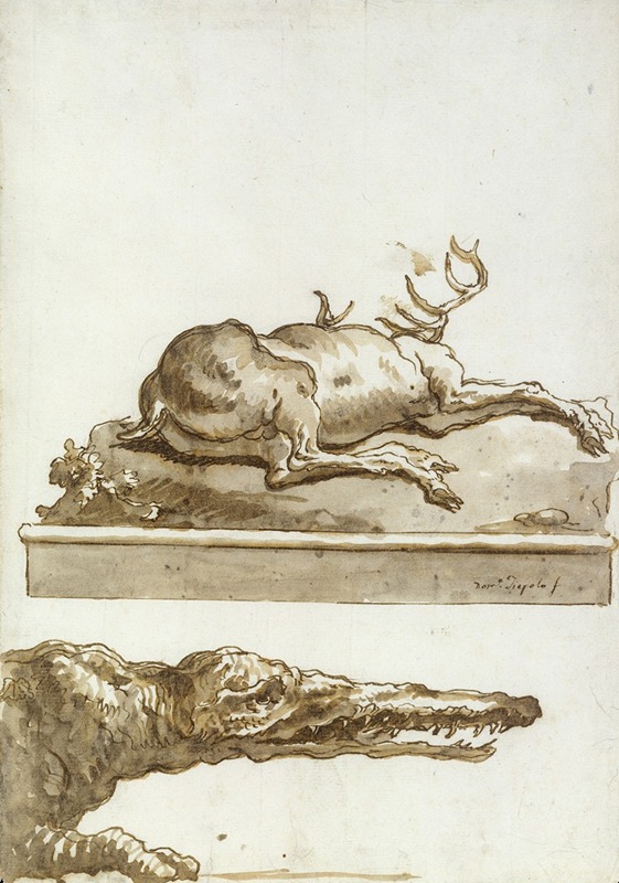Giovanni Domenico Tiepolo - The Head of a Crocodile