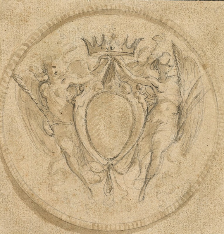 Giuseppe Cades - Coat of Arms of the Rezzonico Family, capped by a Princely Crown and Supported by Two Winged Victories
