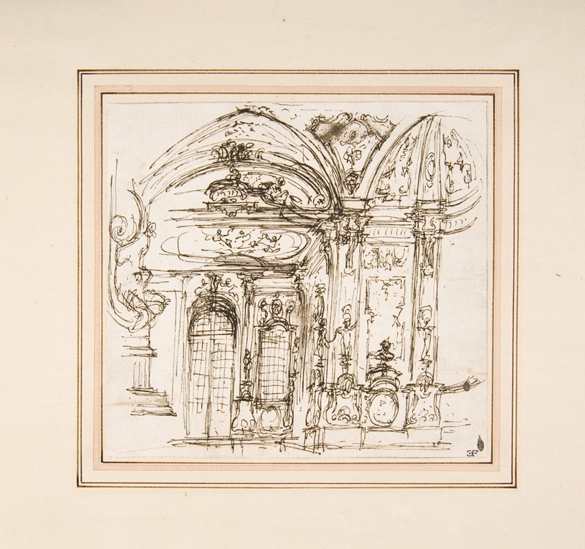 Giuseppe Valeriani - Design for a Stage Set; Highly Decorated Interior of a Palace