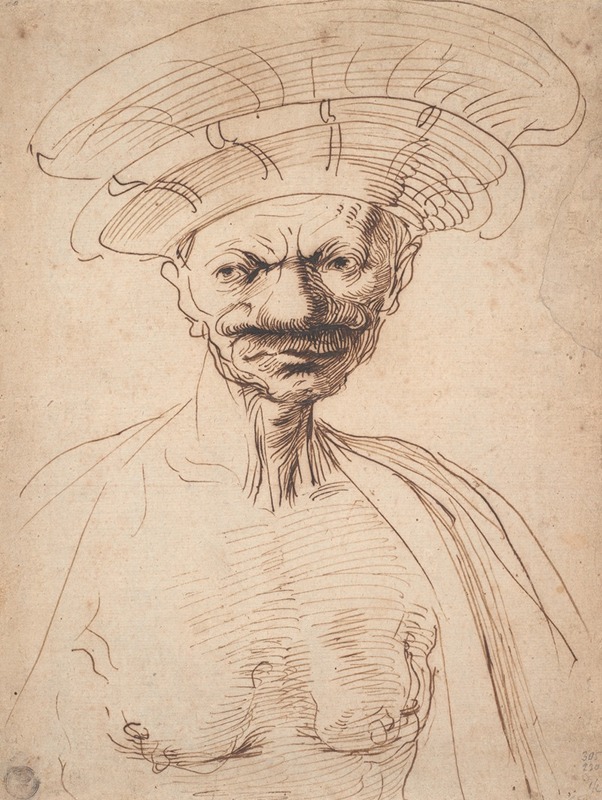 Guercino - Caricature of a Man Wearing a Large Hat