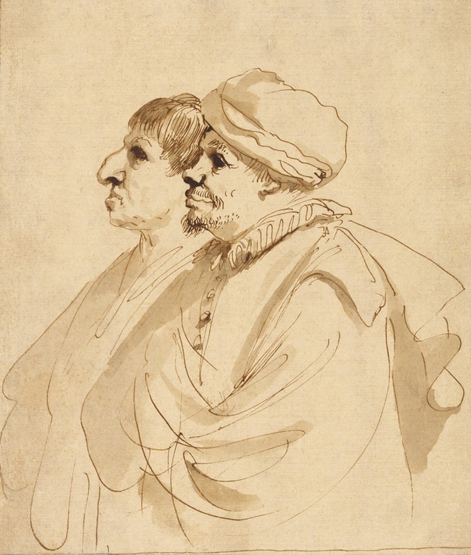 Guercino - Caricature of Two Men Seen in Profile