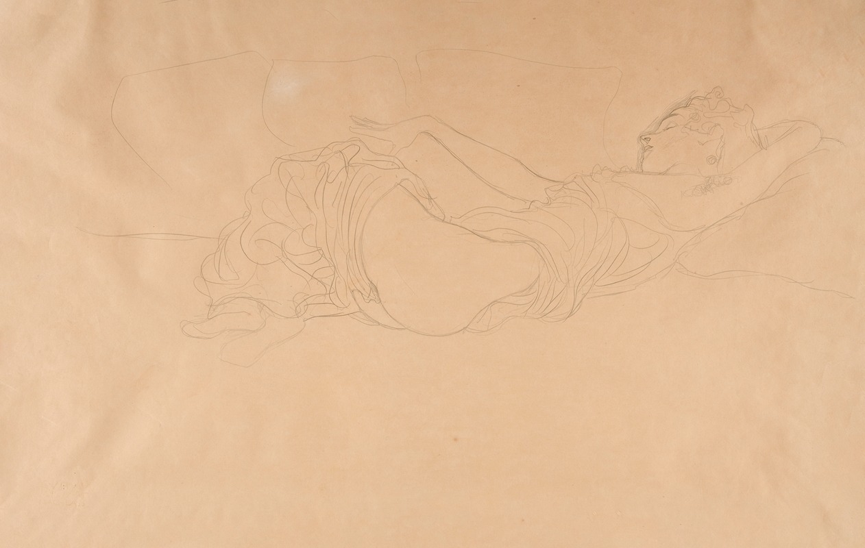 Gustav Klimt - Woman Lying on her Back, Partly Dressed