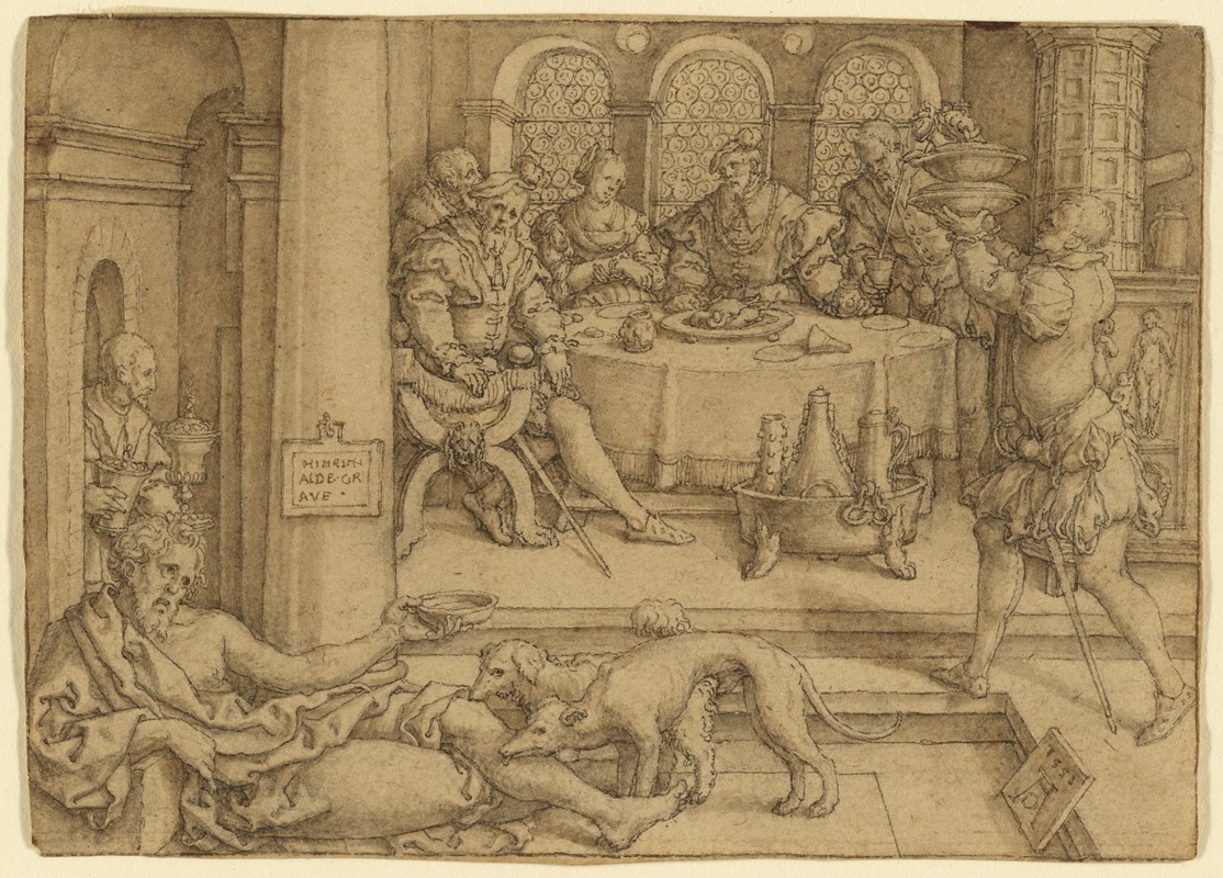 Heinrich Aldegrever - Lazarus Begging for Crumbs from Dives’s Table