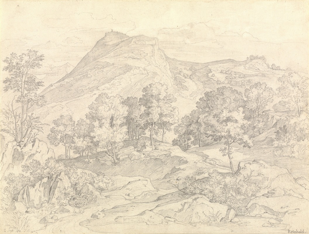 Heinrich Reinhold - A View of Civitella from the Serpentara next to Olevano