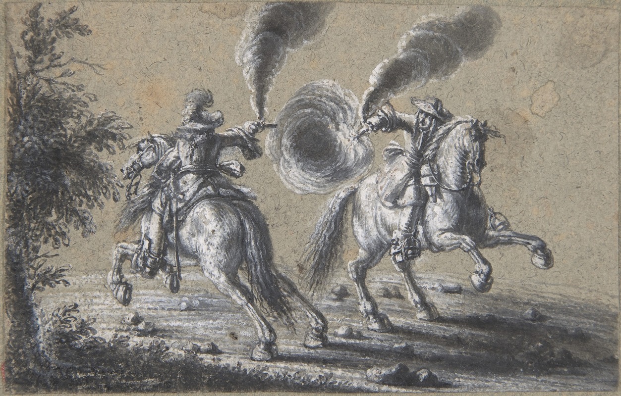 Heinrich Werdmüller - Two Horsemen Shooting at Each Other