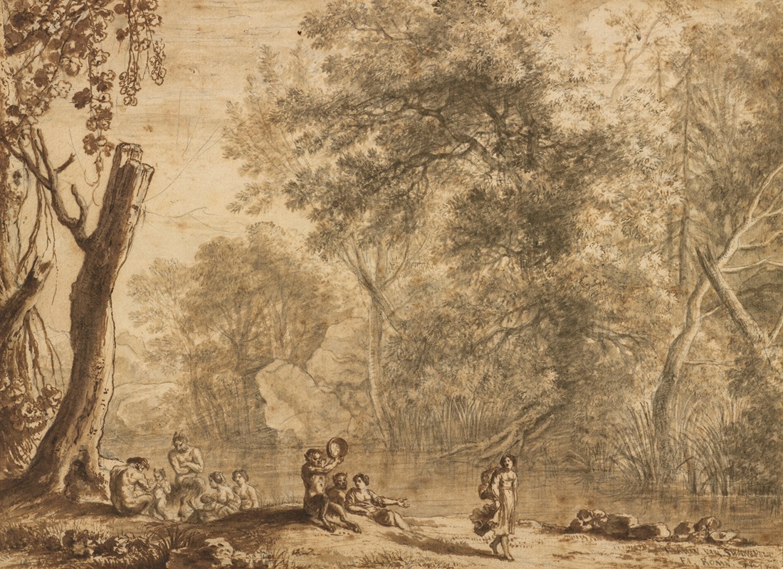 Herman van Swanevelt - Woodland Landscape with Nymphs and Satyrs