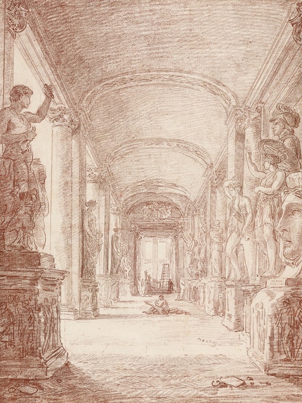 Hubert Robert - A Draftsman in the Capitoline Gallery