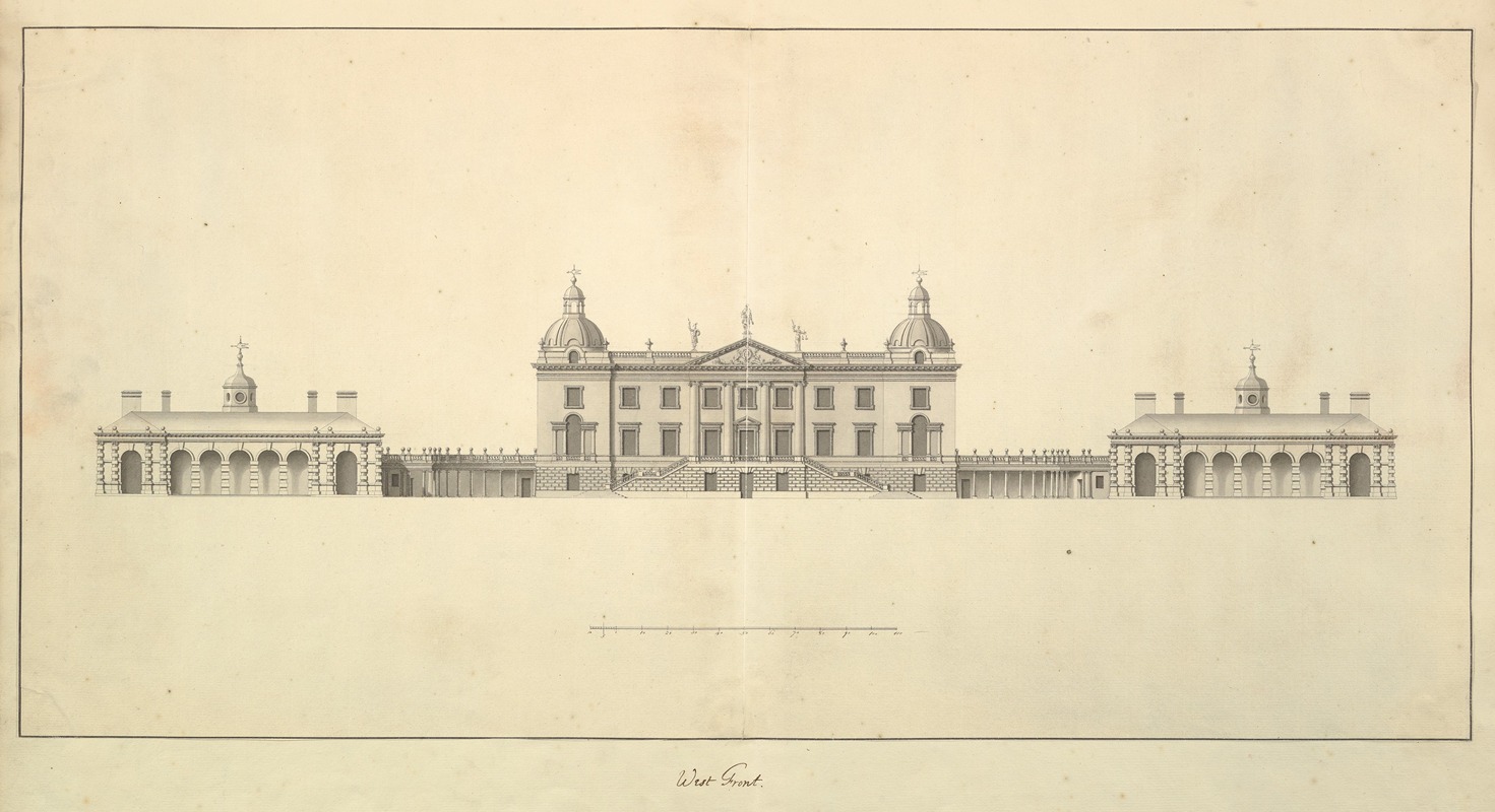 Isaac Ware - The West Front of Houghton Hall, Norfolk, Elevation