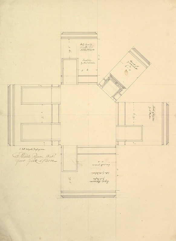 Isaac Ware - Treasury House, 10 Downing Street, London; Plan of Sir Robert Walpole’s Dressing Room (Middle Room, West Front, First Floor)