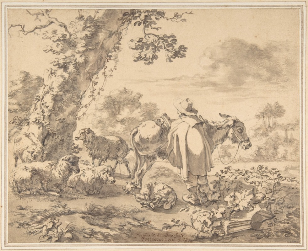 Jacob van der Does - A Herdsman with a Donkey