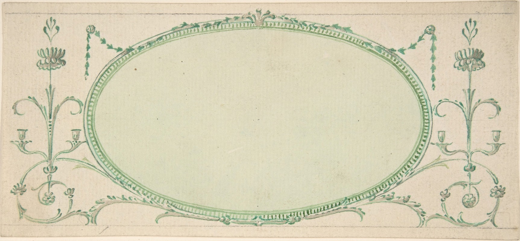 James Wyatt - Design for a Mirror in the Form of a Horizontal Oval, Elevation
