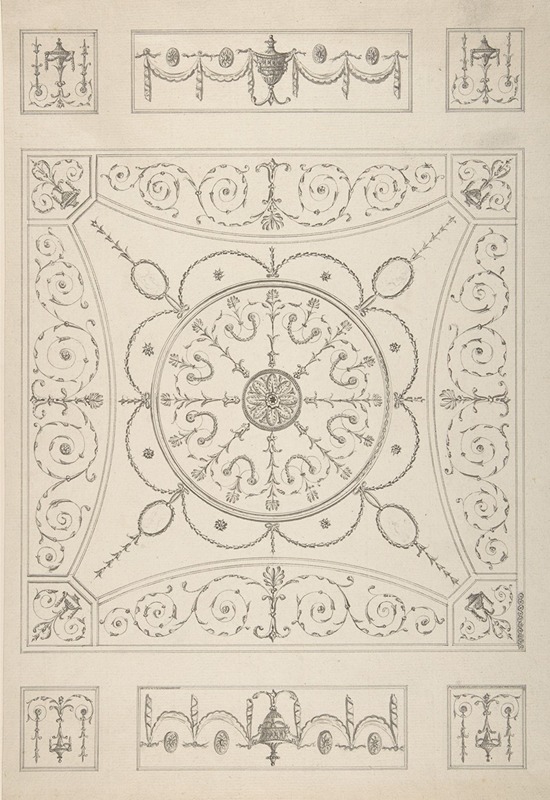 James Wyatt - Design for an Oblong Ceiling with an Oval Centre