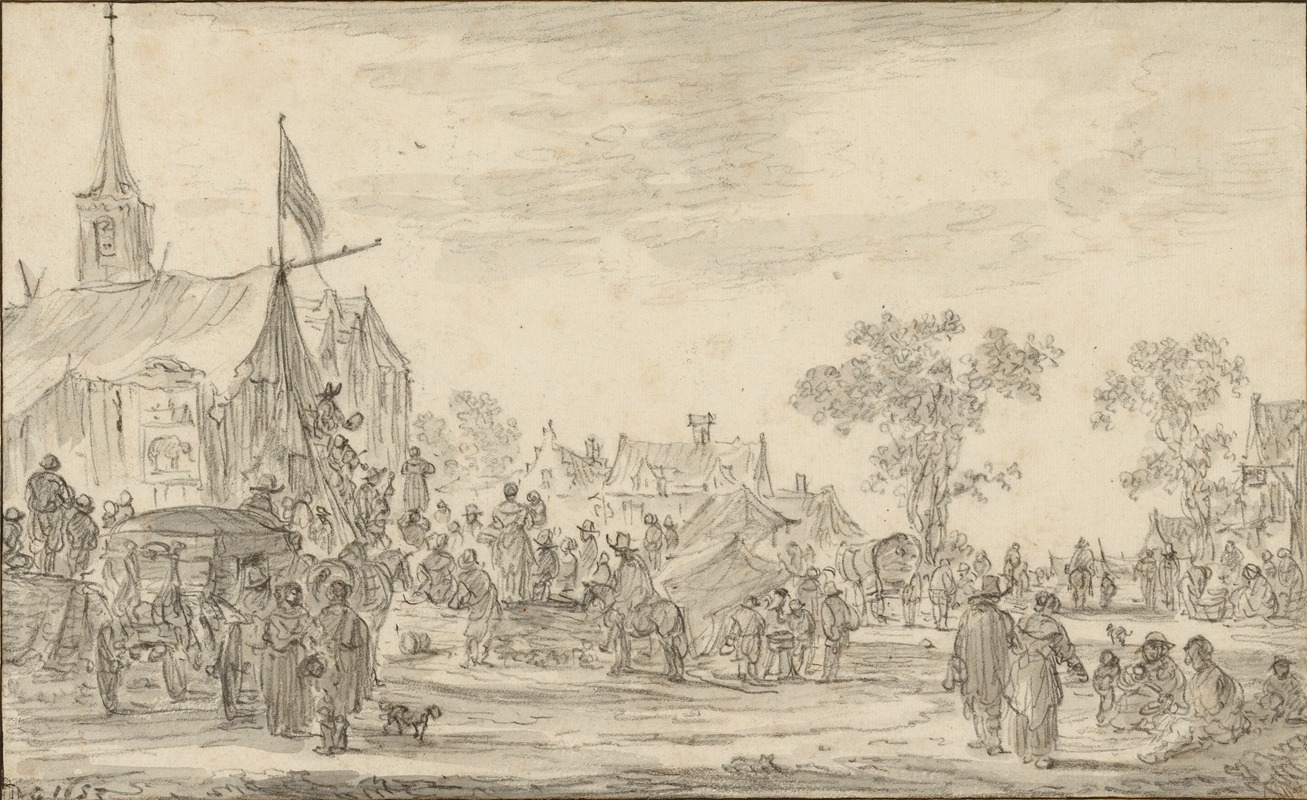 Jan van Goyen - A Village Festival with Musicians Playing Outside a Tent