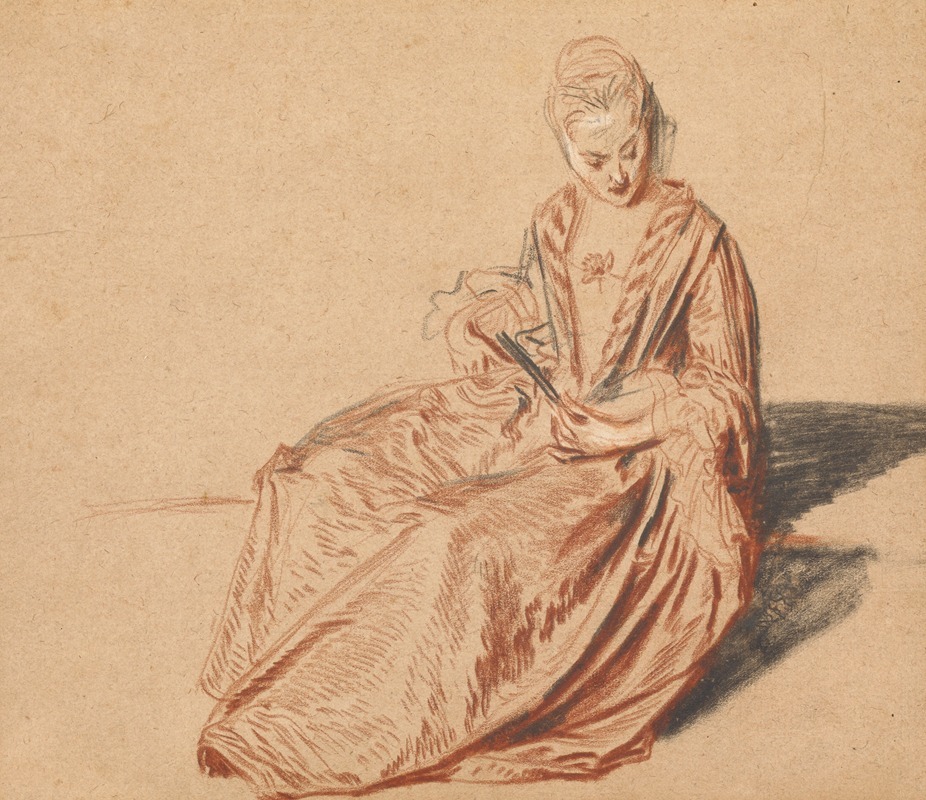 Jean-Antoine Watteau - Seated Woman with a Fan