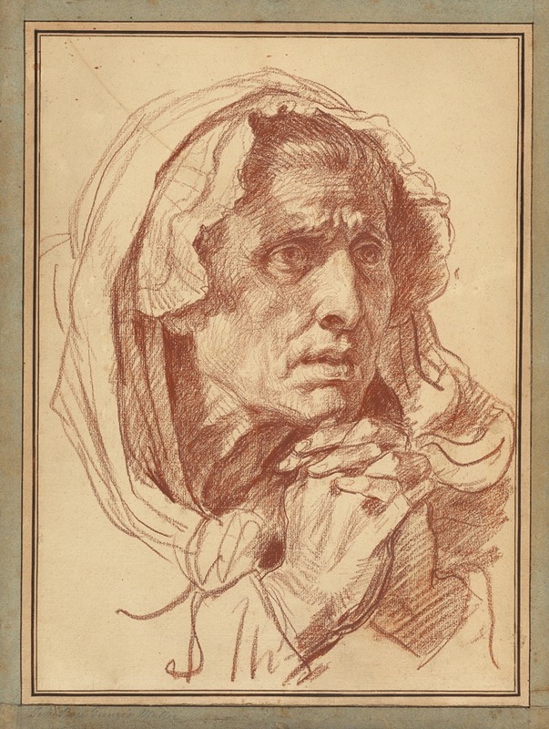 Jean-Baptiste Greuze - Study of the Head of an Old Woman