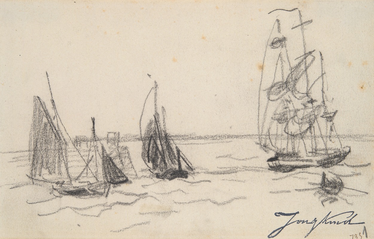 Johan Barthold Jongkind - Small Sailboats and a Three-Master