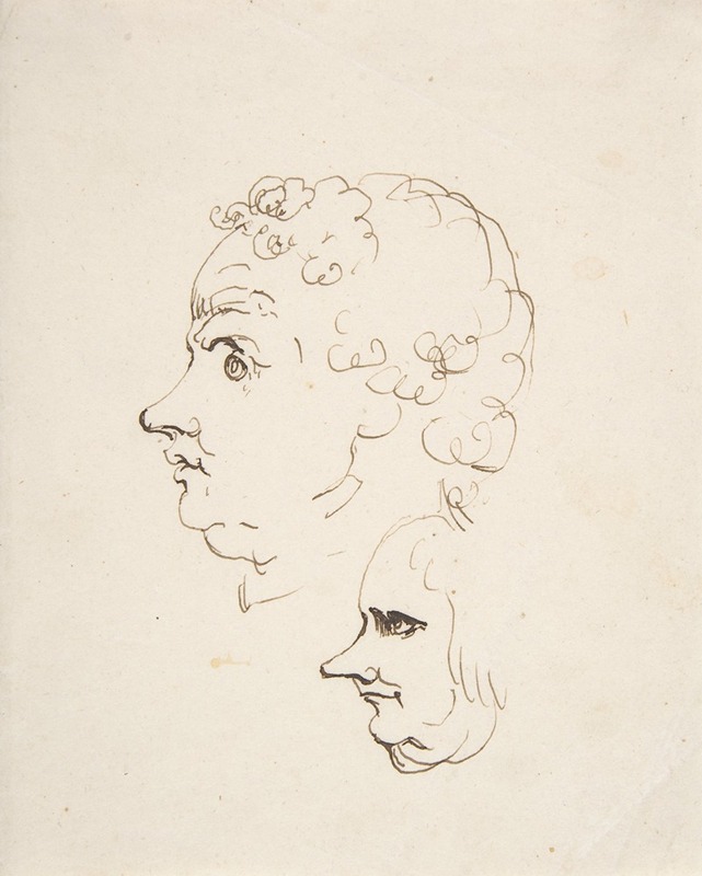 Johann Heinrich Wilhelm Tischbein - Two Caricature Heads of Men