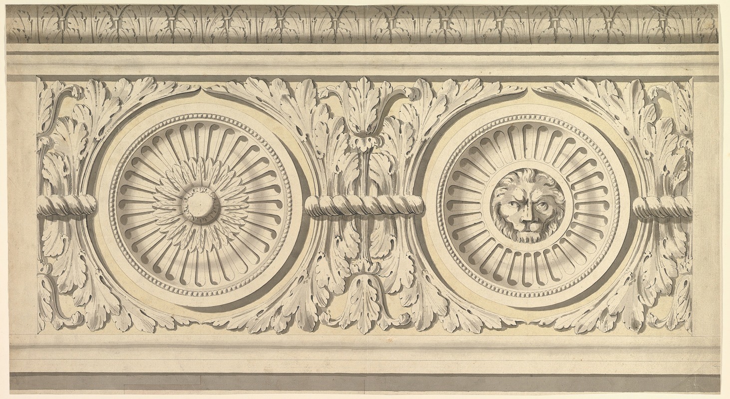 John Yenn - Design for a Frieze, Ornamented with Lion’s Head Paterae