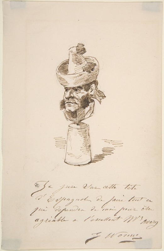 Jules Worms - Caricatured Head of a Spaniard