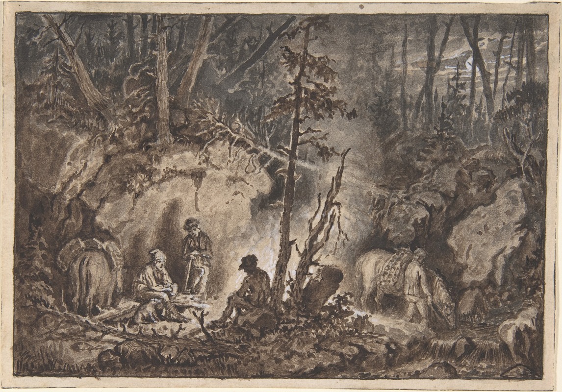 Kilian Zoll - Hunters resting in a forest at night