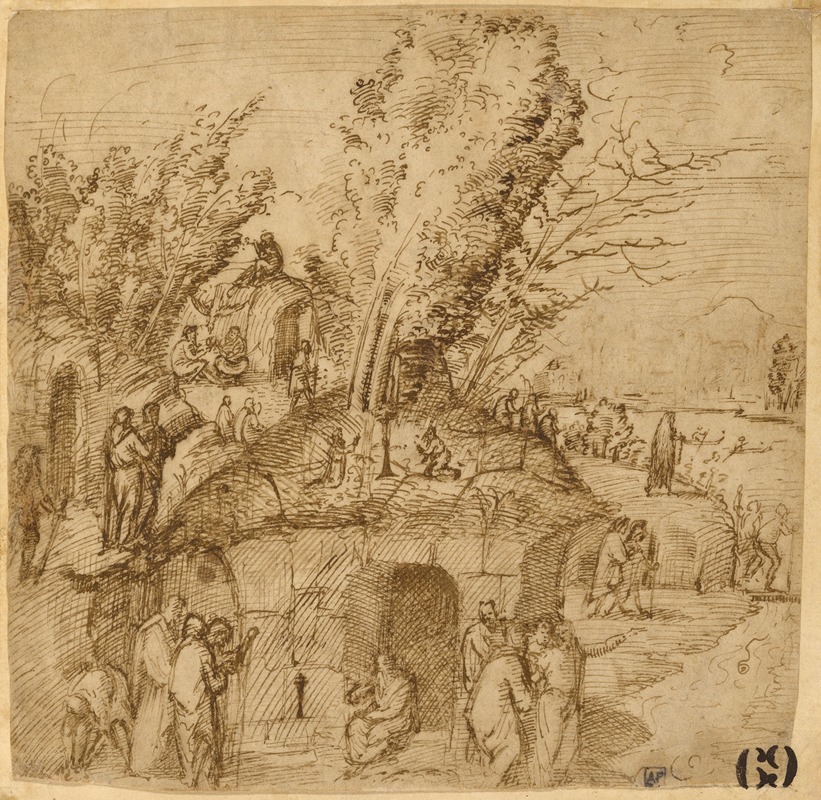 Lorenzo Costa - A Thebaid; Monks and Hermits in a Landscape