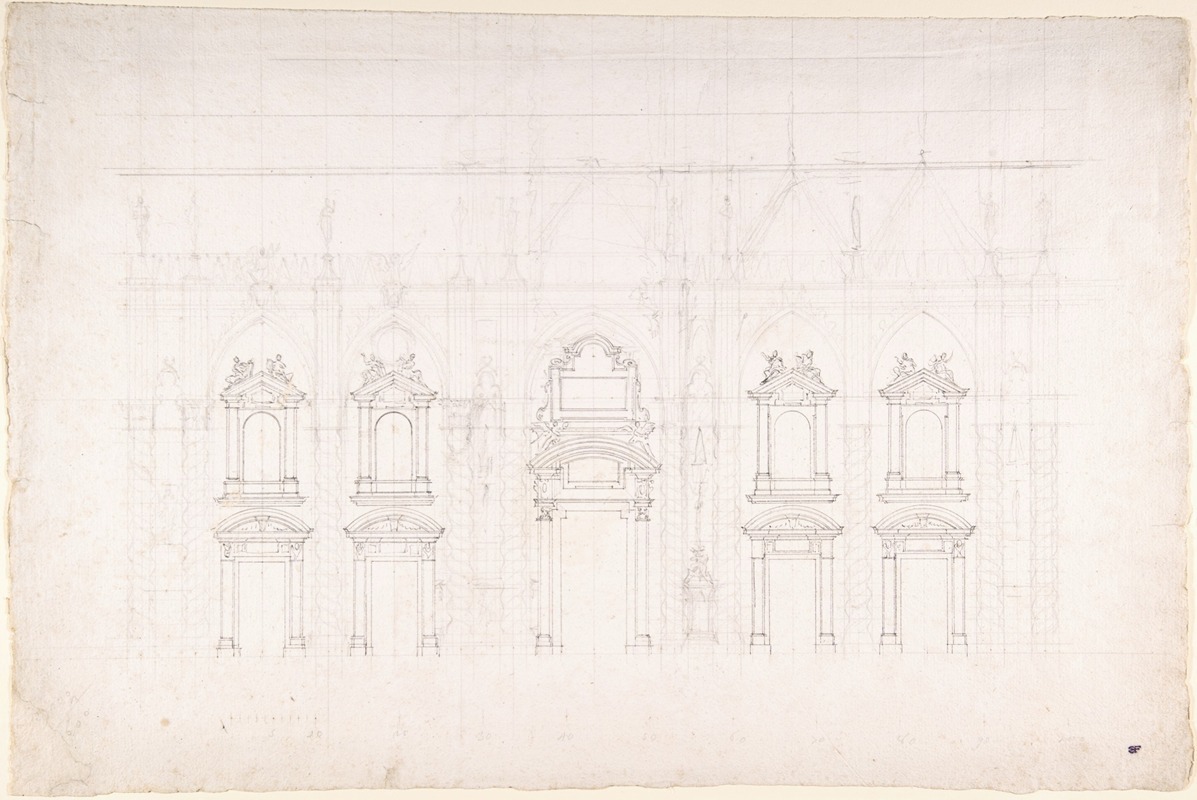 Luigi Vanvitelli - Detail study for the façade of Milan cathedral