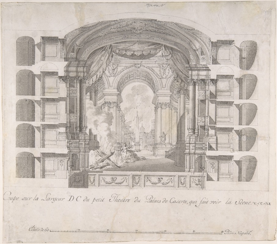 Luigi Vanvitelli - Transverse Section of the Small Theater at the Palace of Caserta, with a View of a Stage Design
