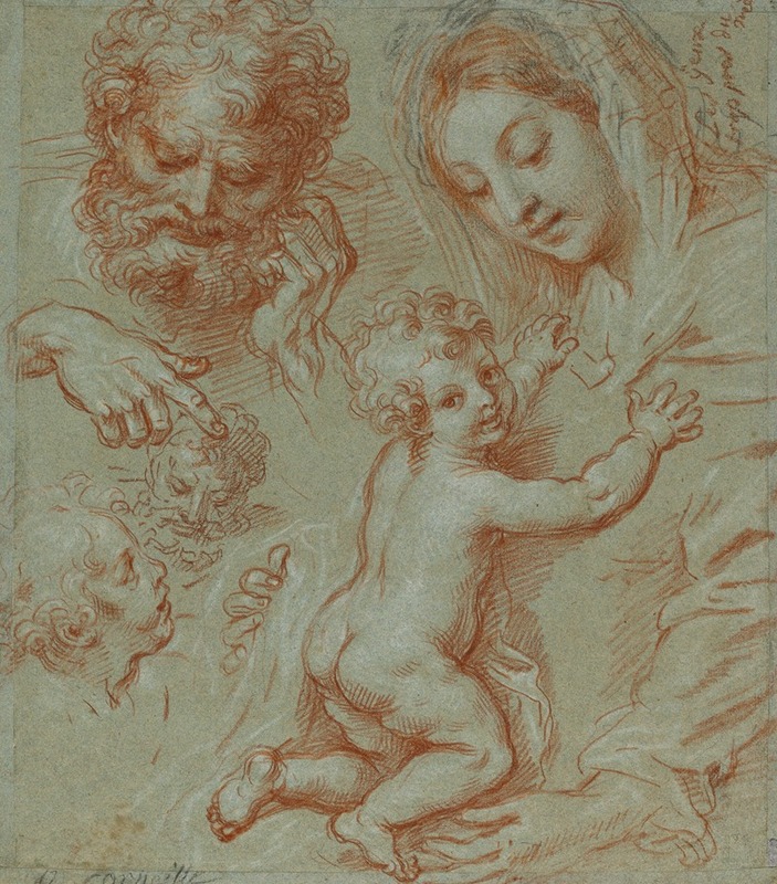 Michel Corneille the younger - Studies of the Madonna and Child and of Heads