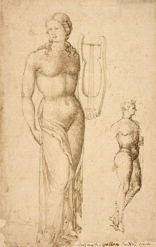 Italian School - Female Figure Holding a Cithara and a Male Figure