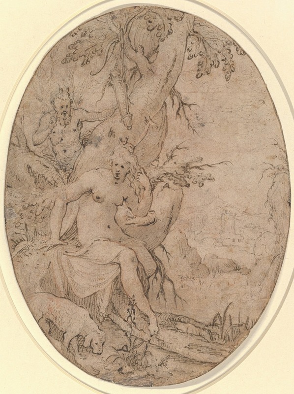 Paulus Willemsz. van Vianen - Diana and a Leering Satyr in a Forest