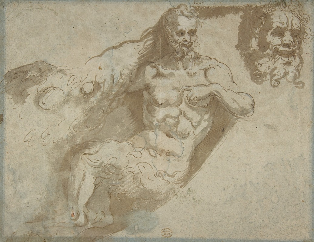 Pellegrino Tibaldi - Seated satyr, with enlarged head of same