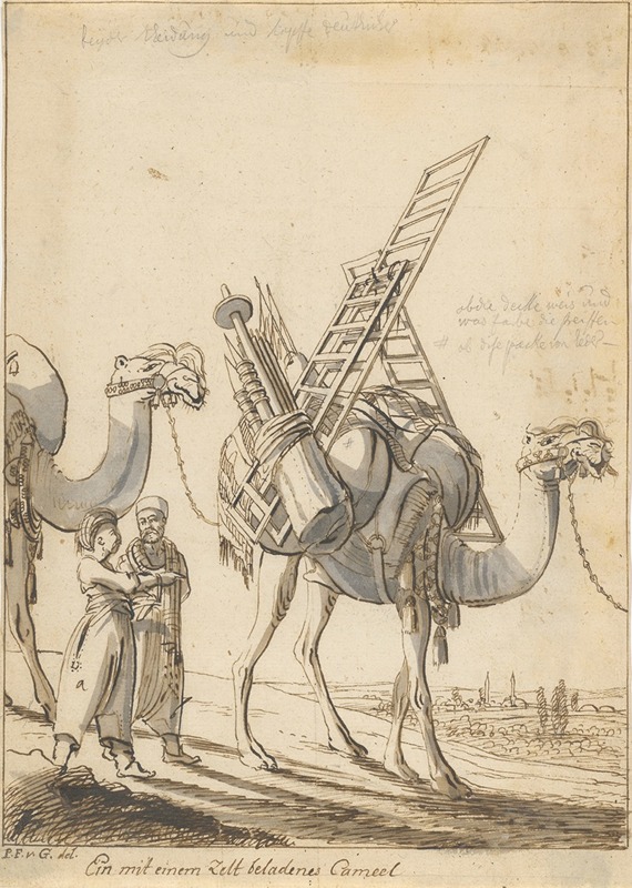 Philipp Ferdinand von Gudenus - Ein mit einem Zelt beladenes Cameel (Man with a Tent-Laden Camel)