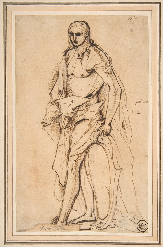 Pietro Testa - Standing Male Figure Supporting a Shield