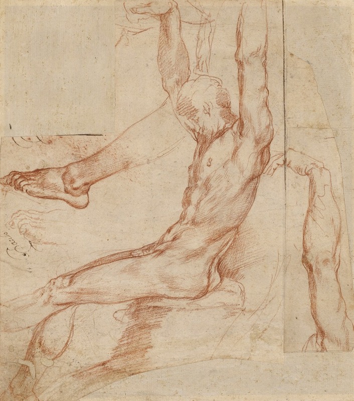 Polidoro da Caravaggio - Study of a Man with Various Sketches