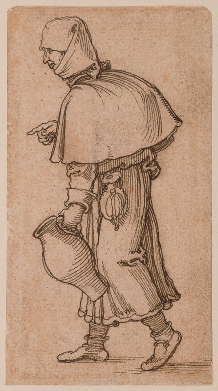 Sebald Beham - A Peasant Woman Carrying a Jug