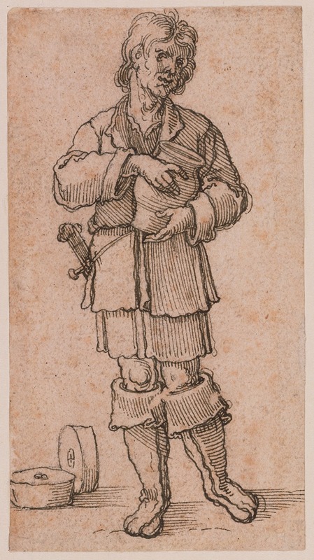 Sebald Beham - A Young Peasant Holding a Jar