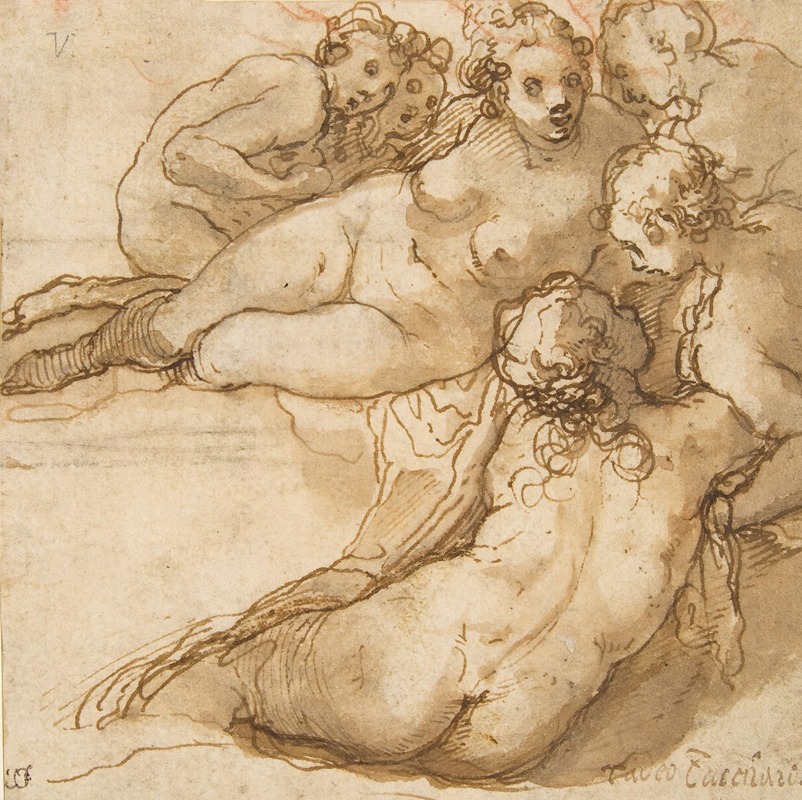 Taddeo Zuccaro - Group of Six Reclining Nude Women (Nymphs Bathing)
