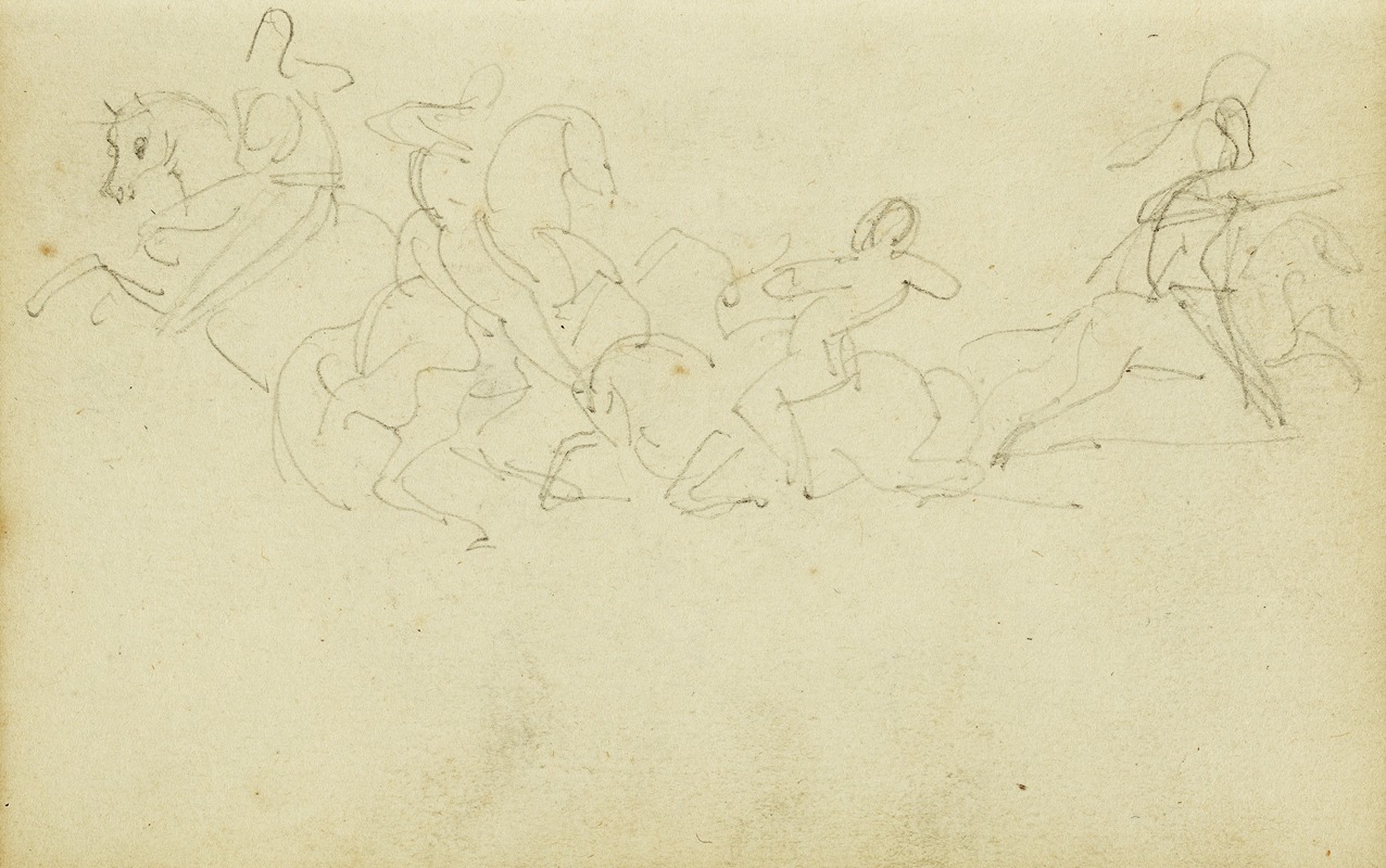 Théodore Géricault - Cavalry skirmish with four horsemen