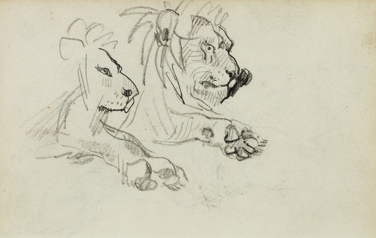 Théodore Géricault - Two lion studies