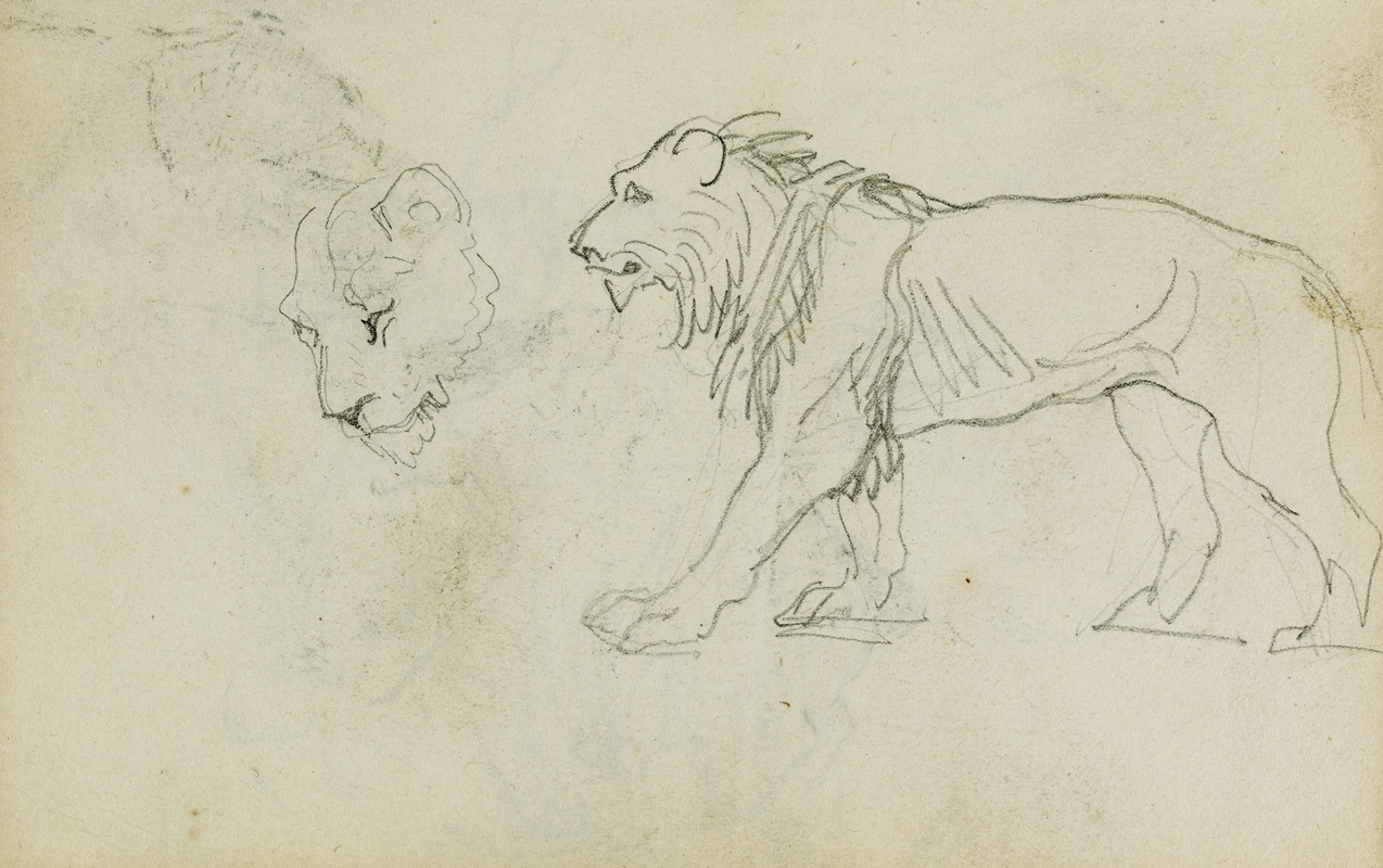 Théodore Géricault - Lion walking, head of a lioness
