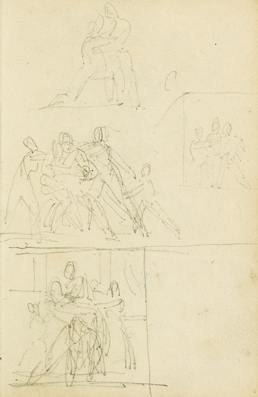 Théodore Géricault - Four compositional studies for a group of figures