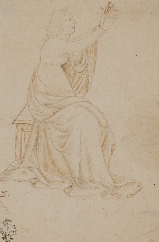 Veronese School - Seated Female Figure with Upraised Arms, Facing Right