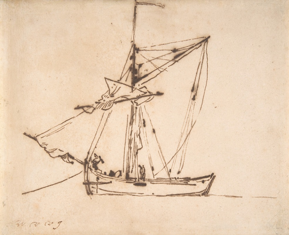 Willem van de Velde the Younger - Sketch of a Sailboat