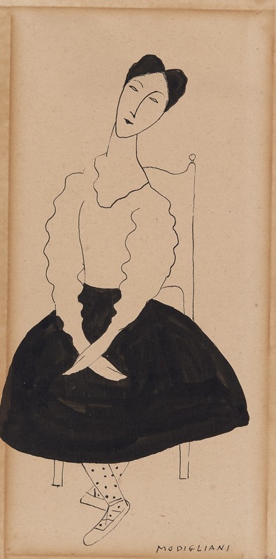 William James Glackens - Portrait of Janet Braguin in the style of Amedeo Modigliani