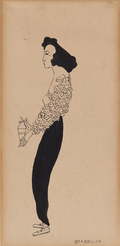 William James Glackens - Portrait of Janet Braguin in the style of Aubrey Beardsley