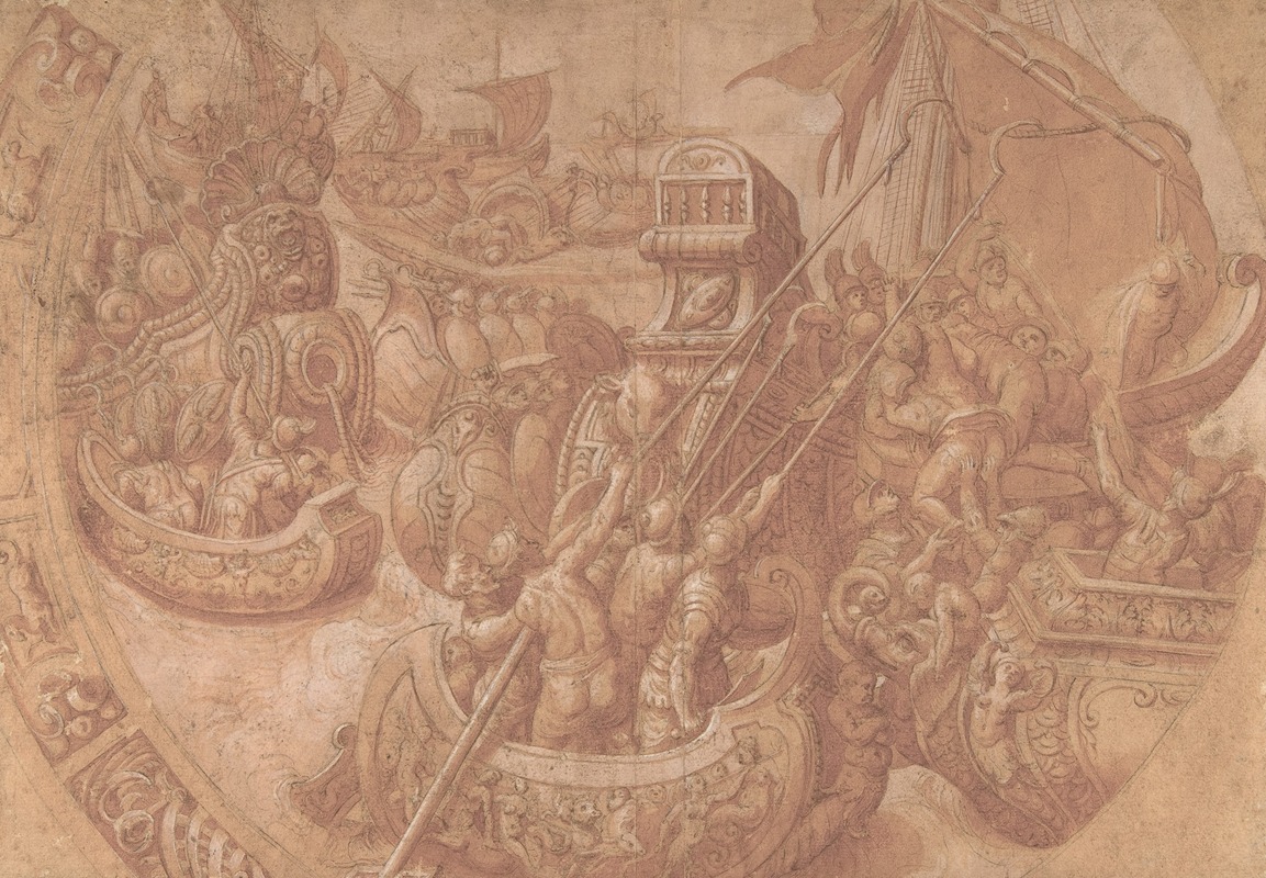 Workshop of Taddeo Zuccaro - The Sea Battle in the Gulf of Morbihan