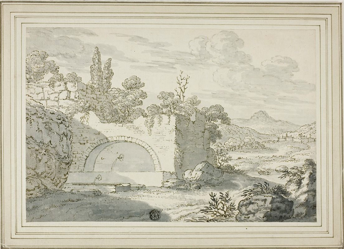 Abraham Genoels II - Landscape with Fountain